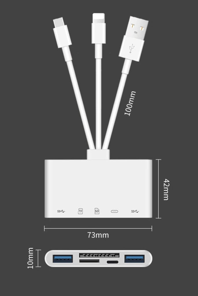 Multifunkcionális kártyaolvasó, háromféle USB adatkábellel-2