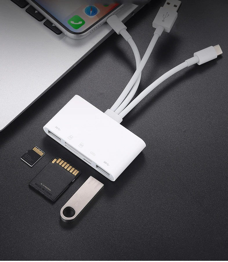 Multifunkcionális kártyaolvasó, háromféle USB adatkábellel-3