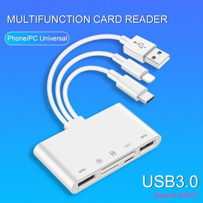 Multifunkcionális kártyaolvasó, háromféle USB adatkábellel-4