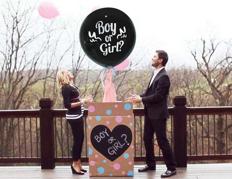 Boy or Girl lufi, Babaváró party léggömmb konfettivel-2