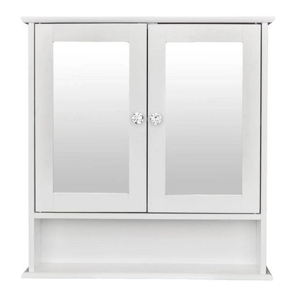 2-Door Wall Mounted Bathroom Medicine Cabinet with Mirror in White-2