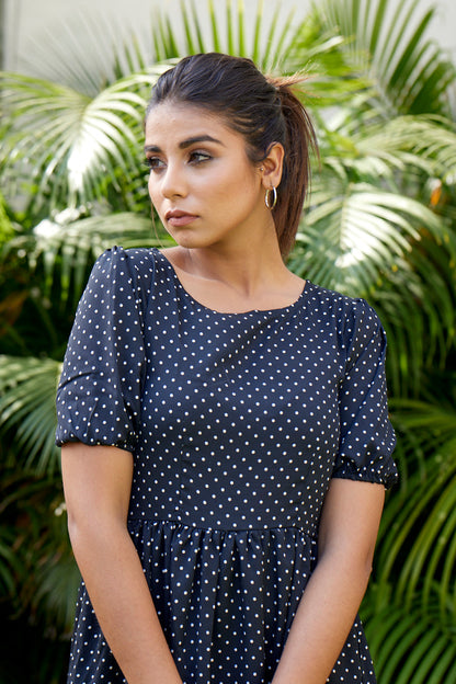 Black Polka Tiered Maxi-1