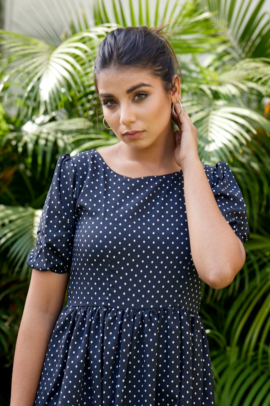 Black Polka Tiered Maxi-0