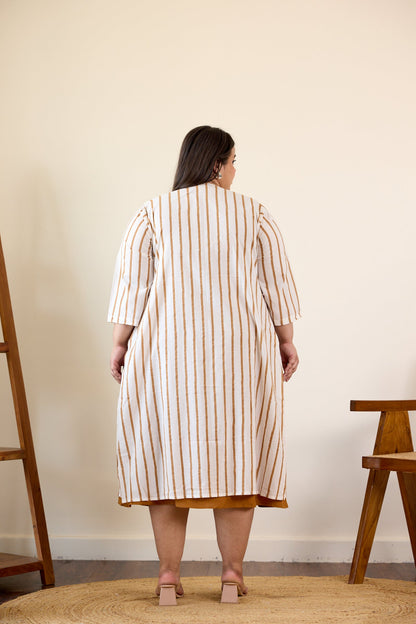 Brown Striped Jacket Dress-4