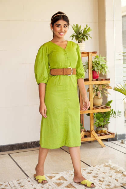 Green Linen Sheath Dress-1