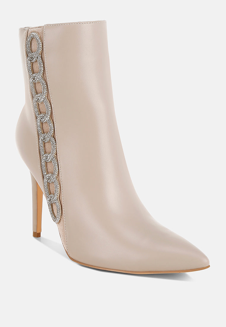 Kalina Rhinestones Chain Detail Boots-1