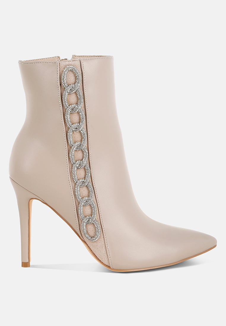 Kalina Rhinestones Chain Detail Boots-0