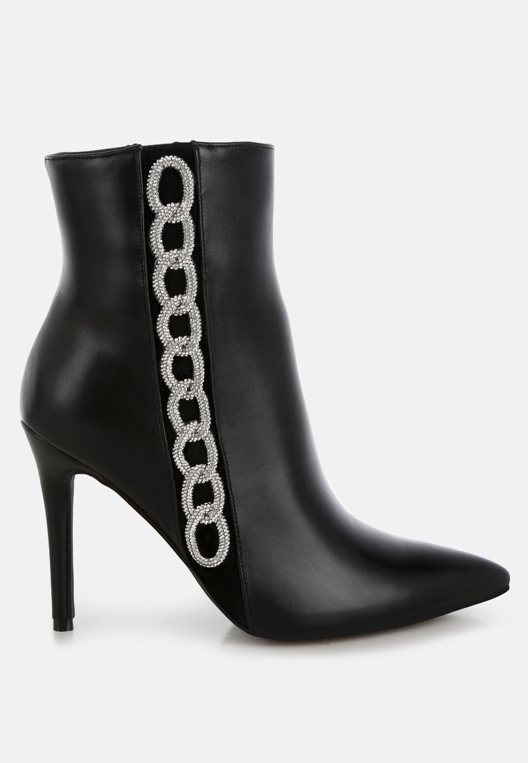 Kalina Rhinestones Chain Detail Boots-5