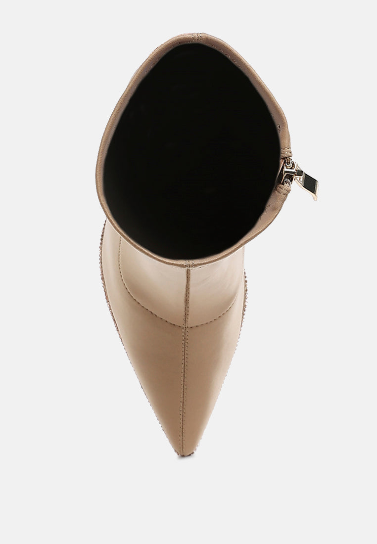 Kasuti Lycra Rhinestone Detail Ankle Boots-3