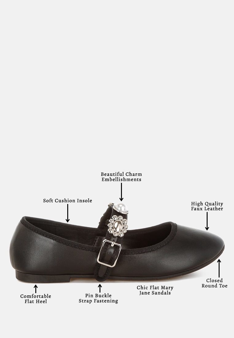 Kavana Charms Embellished Flat Mary Janes-3