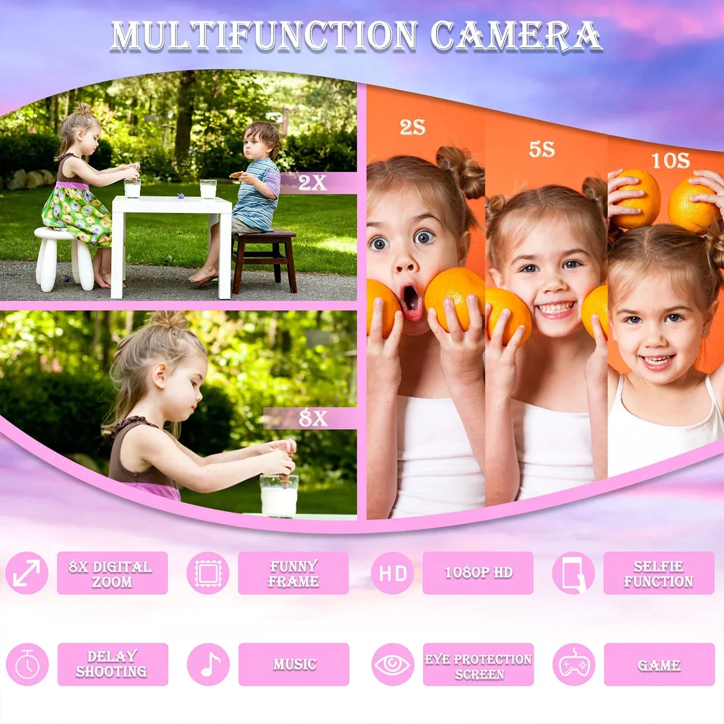 Kids Mini Camera Unicorn 1080P HD 2-Inch Screen-4