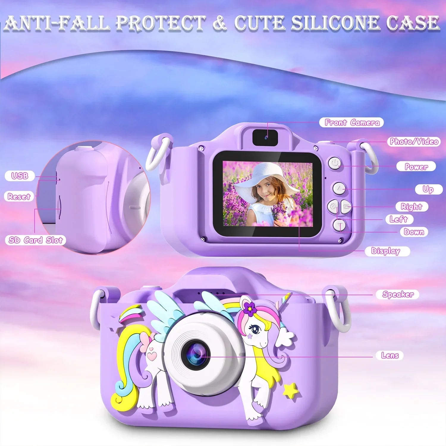 Kids Mini Camera Unicorn 1080P HD 2-Inch Screen-1