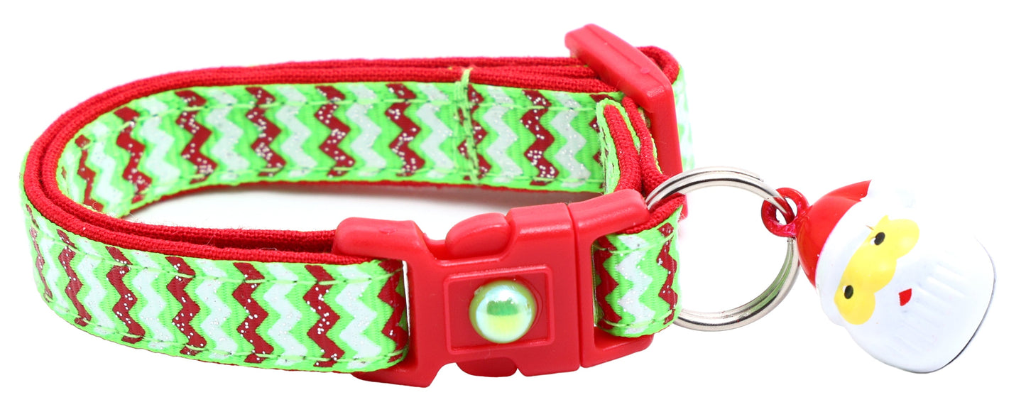 Christmas Chevron Breakaway Cat Collar-9