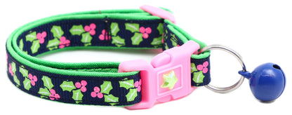 Holly Leaves Breakaway Cat Collar-6