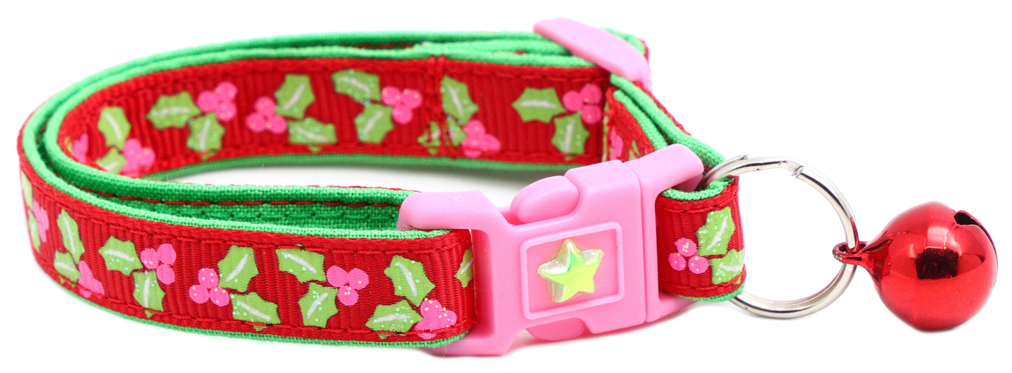 Holly Leaves Breakaway Cat Collar-5