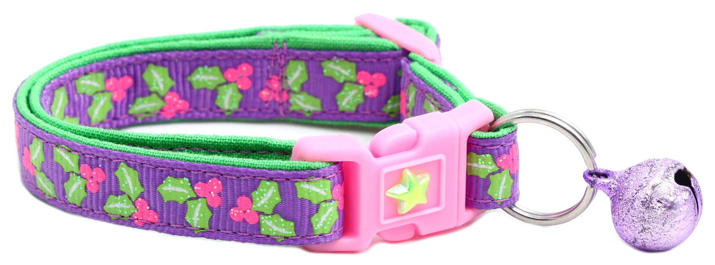 Holly Leaves Breakaway Cat Collar-7