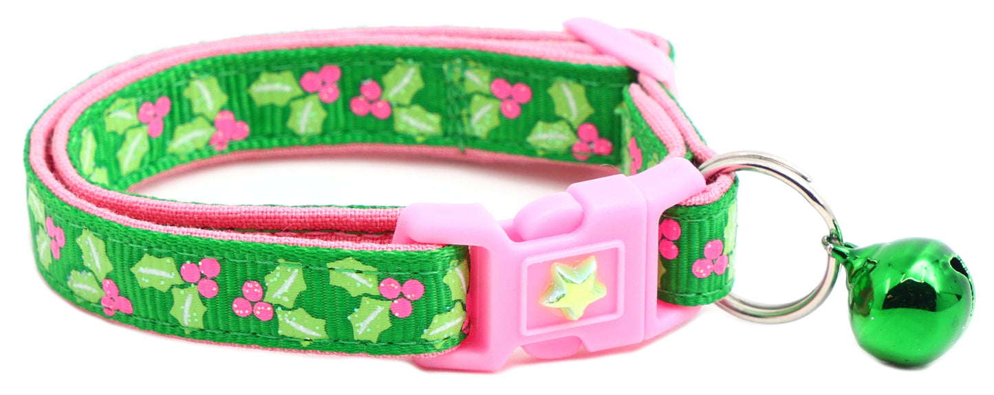 Holly Leaves Breakaway Cat Collar-3