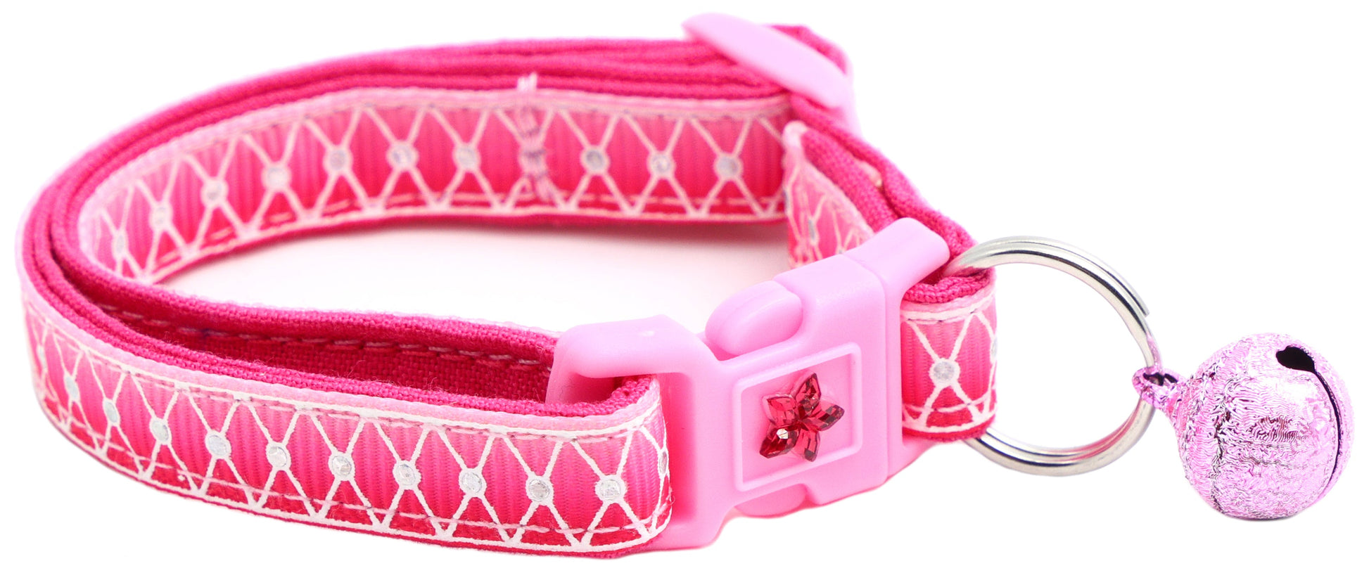 Diamond Mesh over Pink Ombre Breakaway Cat Collar-5