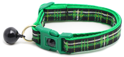 Green Tartan Breakaway Cat Collar-4