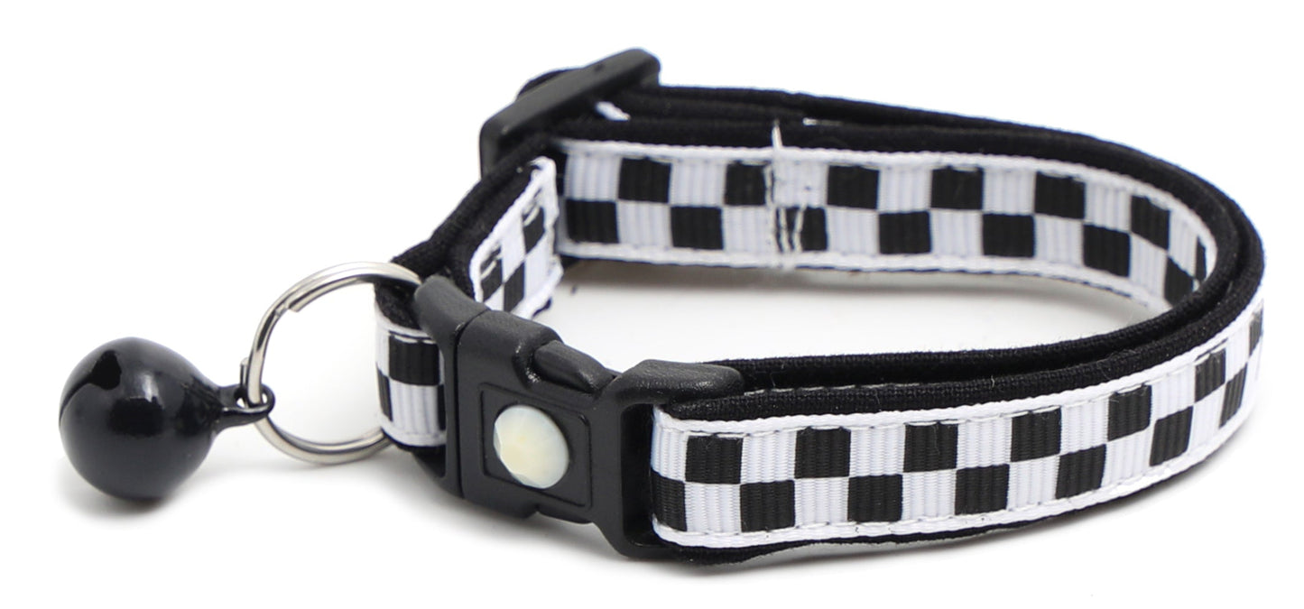Black and White Checks Cat Collar-0