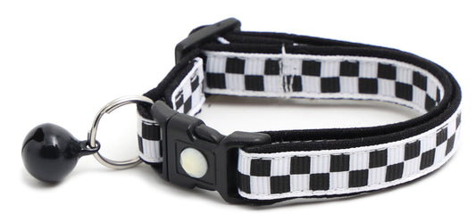 Black and White Checks Cat Collar-0
