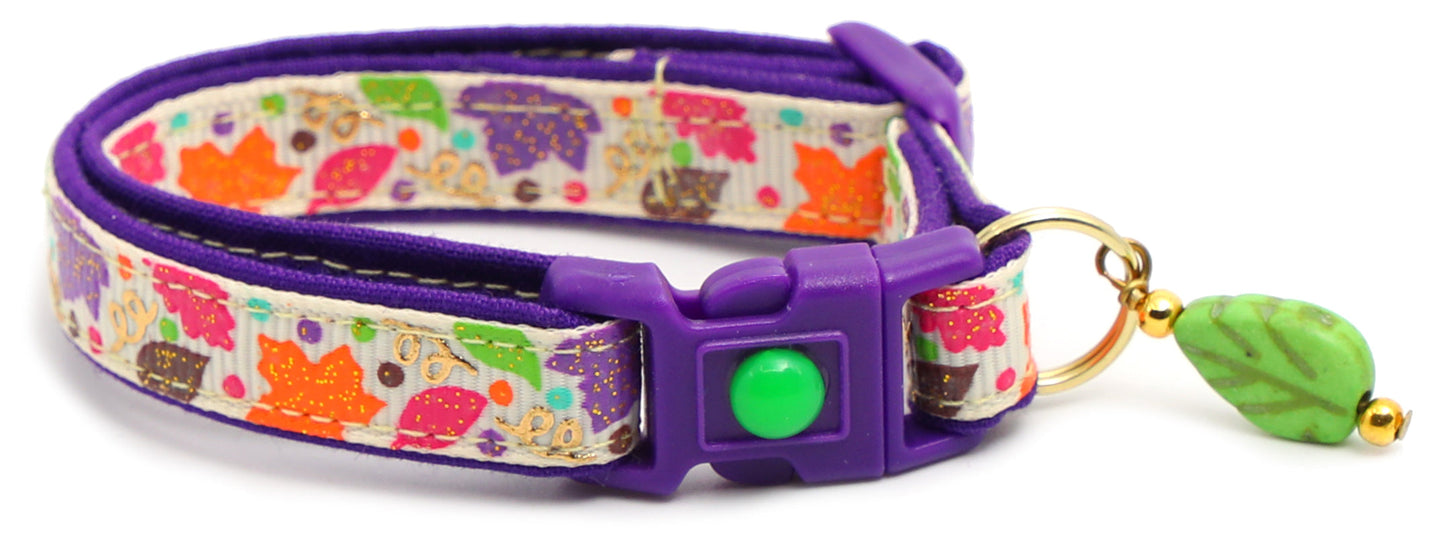 Fancy Fall Leaves Breakaway Cat Collar-14