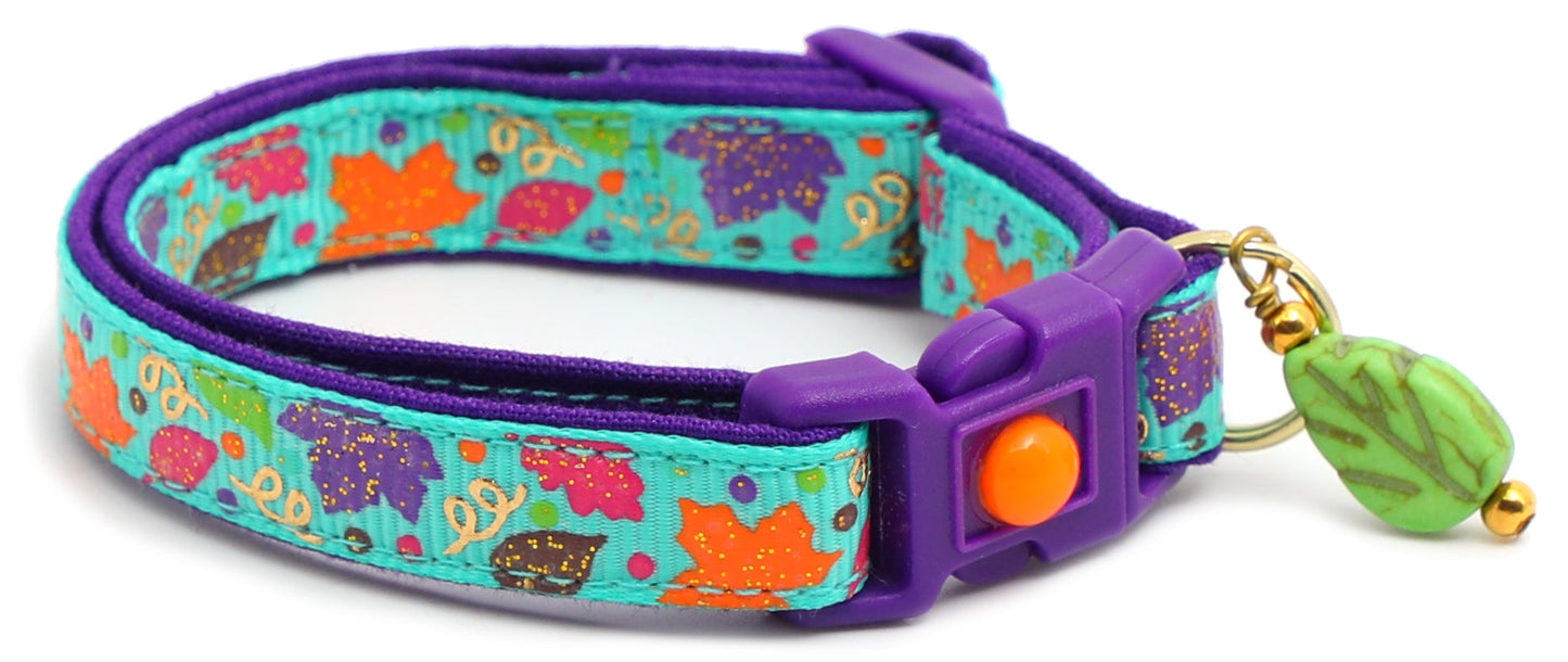 Fancy Fall Leaves Breakaway Cat Collar-12