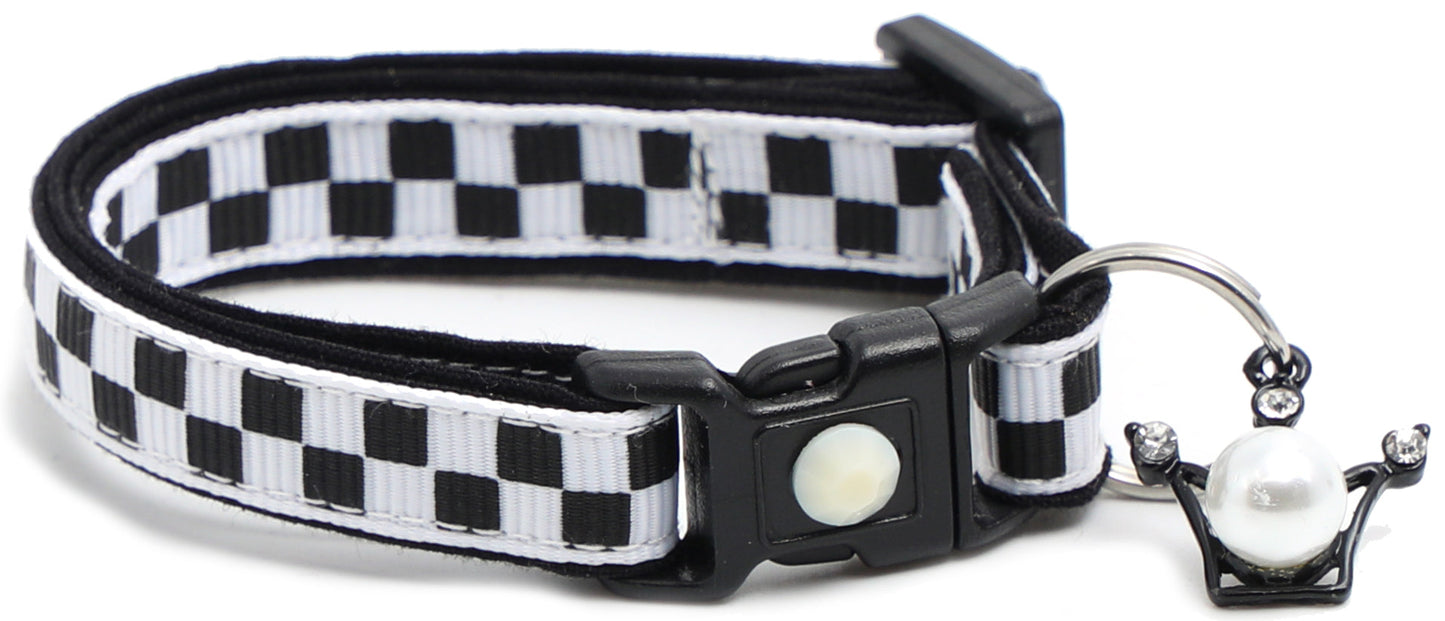 Black and White Checks Cat Collar-4