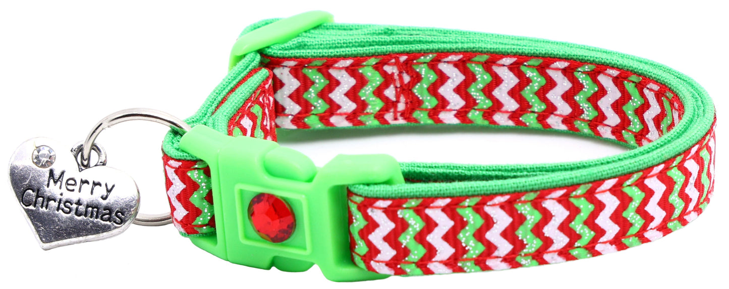 Christmas Chevron Breakaway Cat Collar-6