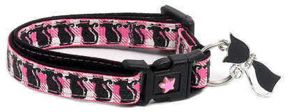 Glittering Black Cats on Plaid Breakaway Cat Collar-20