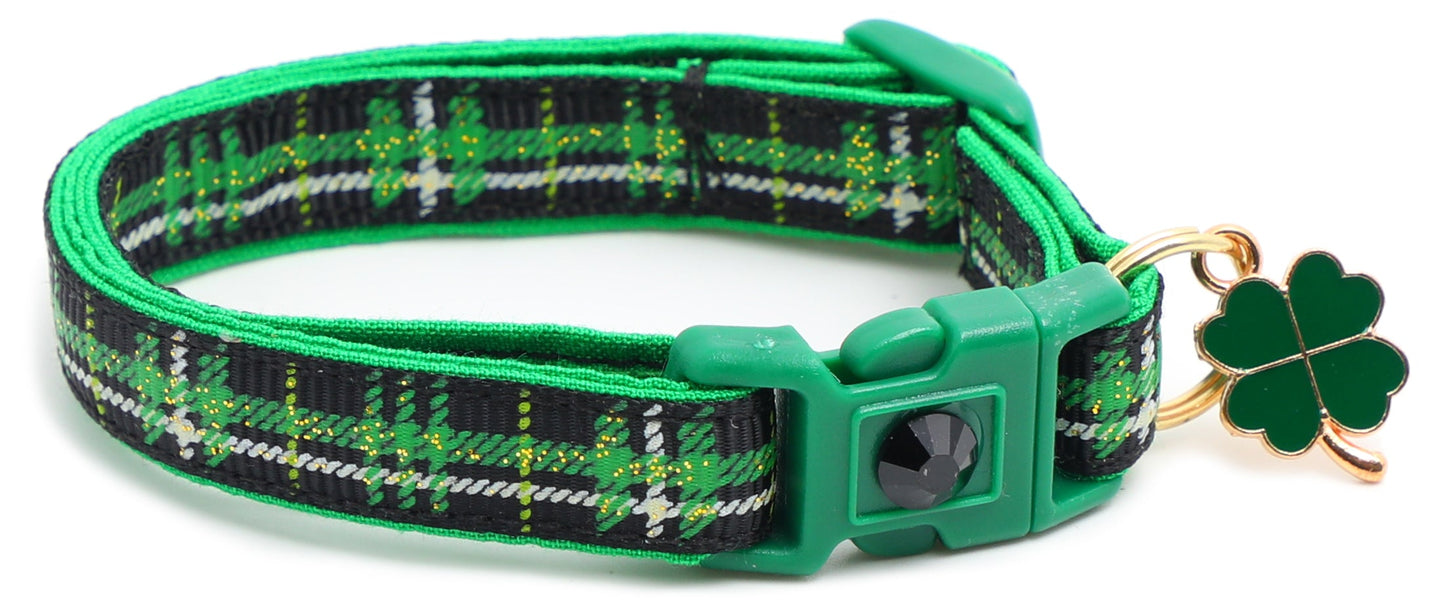 Green Tartan Breakaway Cat Collar-14