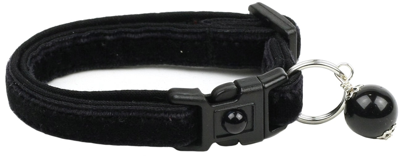 Soft Black Velvet Cat Collar-5