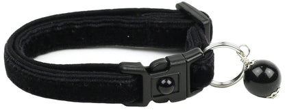 Soft Black Velvet Cat Collar-5