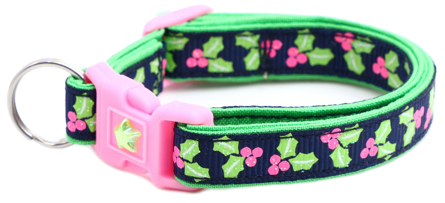 Holly Leaves Breakaway Cat Collar-12