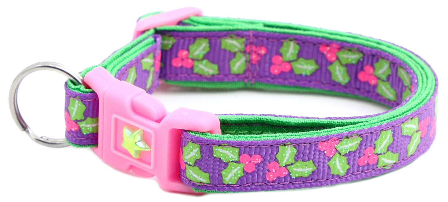 Holly Leaves Breakaway Cat Collar-13