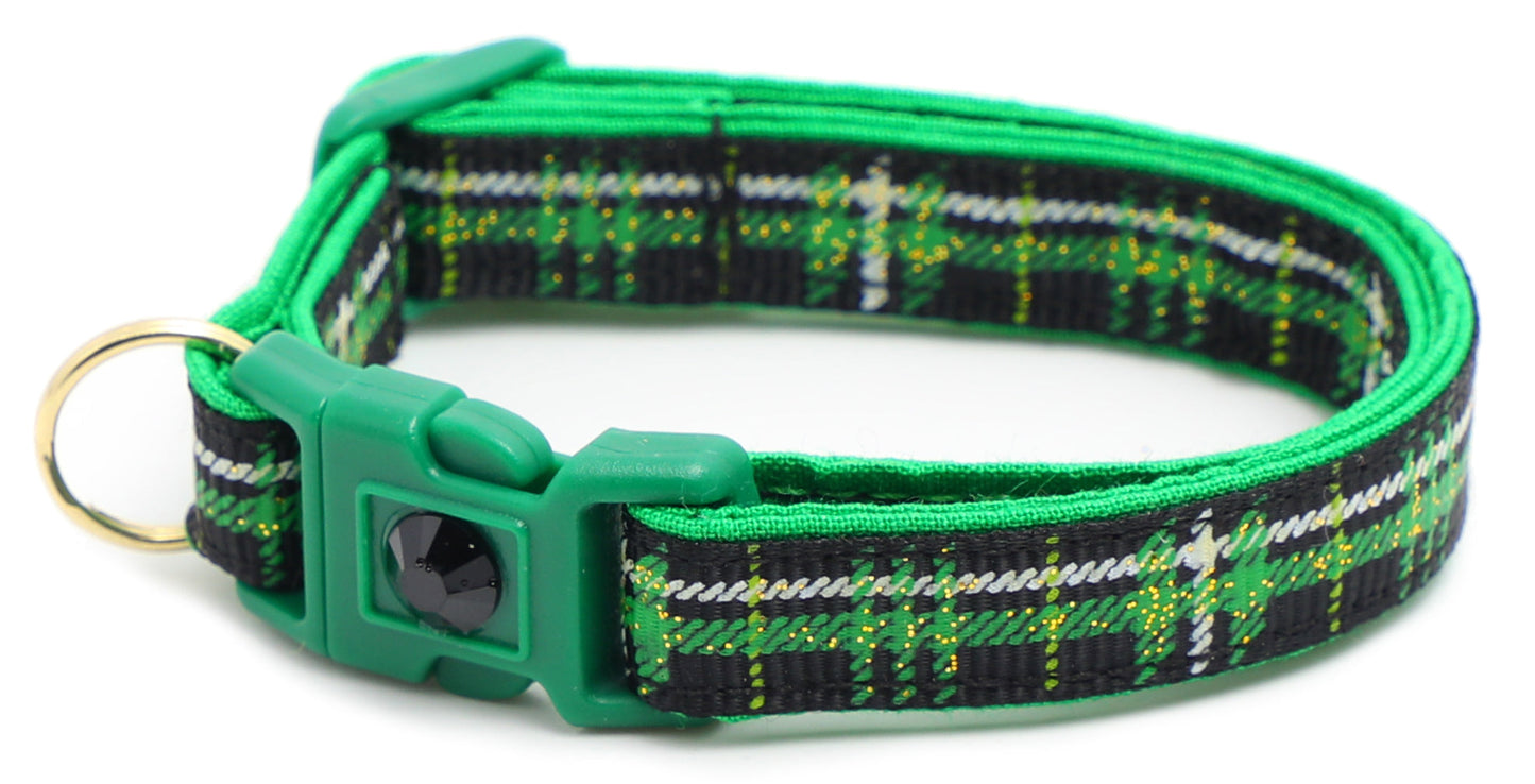 Green Tartan Breakaway Cat Collar-25