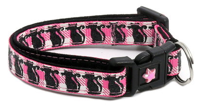 Glittering Black Cats on Plaid Breakaway Cat Collar-30