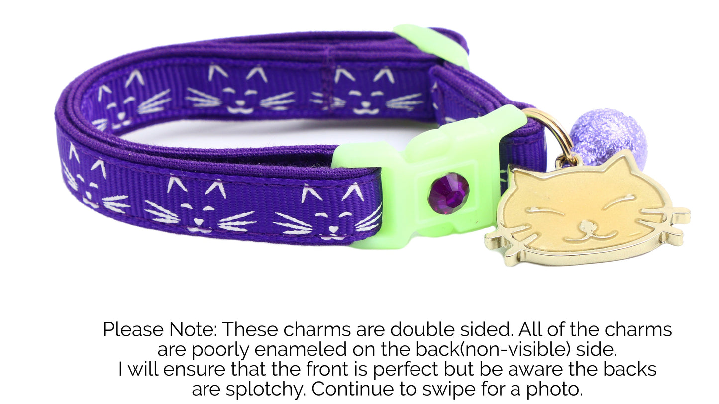 Glowing Cat Faces Breakaway Cat Collar-33
