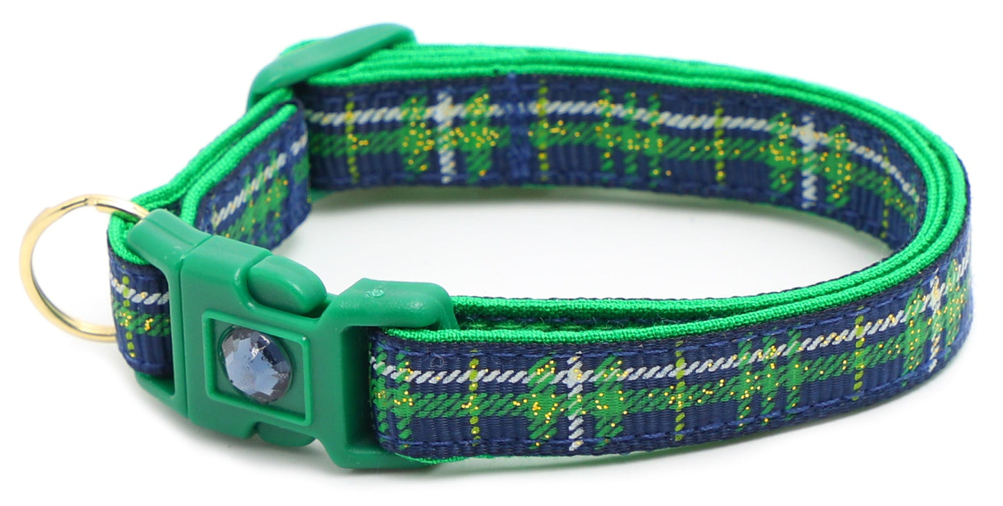 Green Tartan Breakaway Cat Collar-23