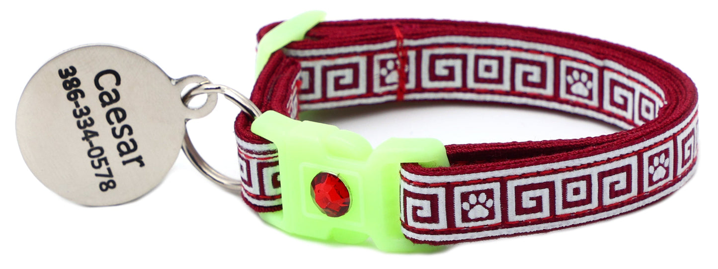 Greek Key Breakaway Cat Collar-25