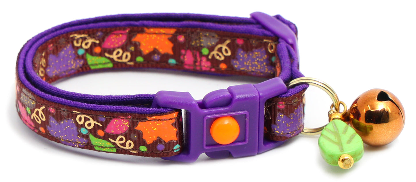 Fancy Fall Leaves Breakaway Cat Collar-18