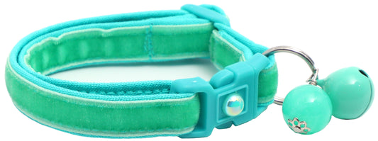 Soft Aqua Velvet Cat Collar-0