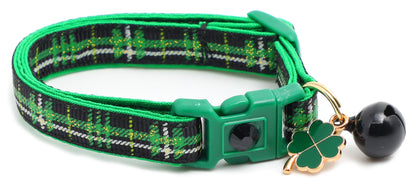 Green Tartan Breakaway Cat Collar-21
