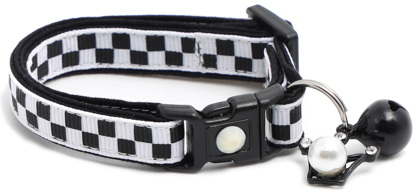 Black and White Checks Cat Collar-5