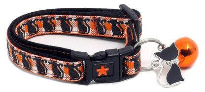 Glittering Black Cats on Plaid Breakaway Cat Collar-22