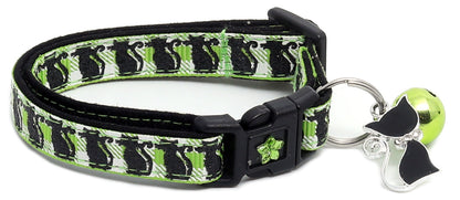 Glittering Black Cats on Plaid Breakaway Cat Collar-23