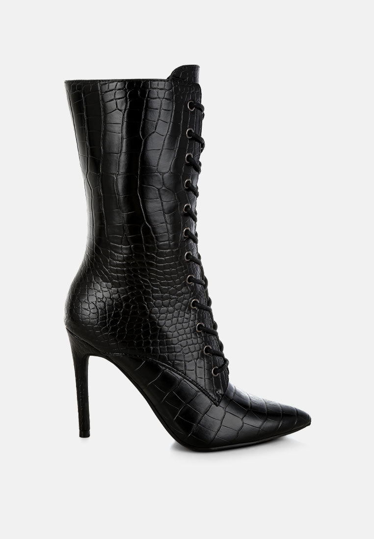 Knocturn Croc Textured Over The Ankle Boots-6