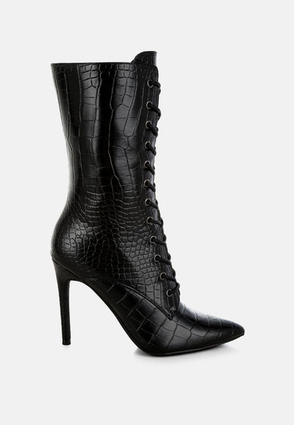 Knocturn Croc Textured Over The Ankle Boots-6