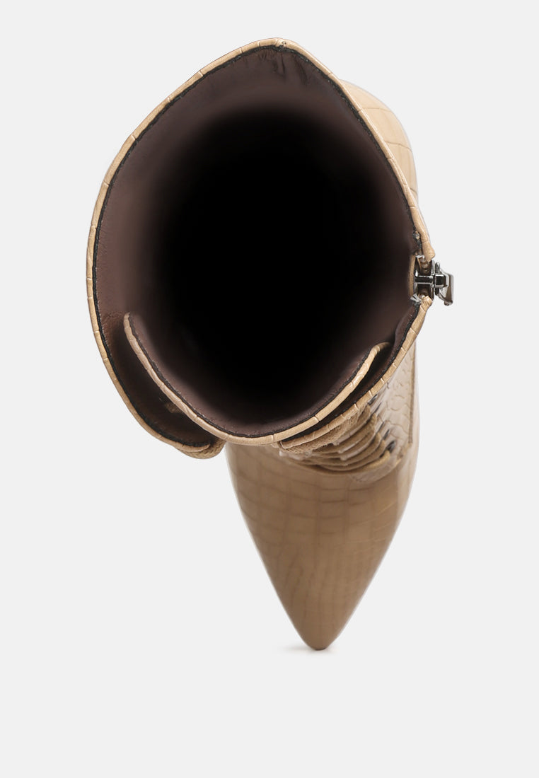 Knocturn Croc Textured Over The Ankle Boots-4