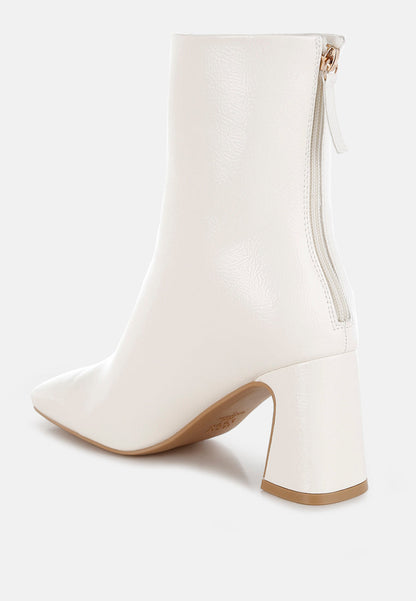 Kostaka Patent Square Toe Ankle Boots-3